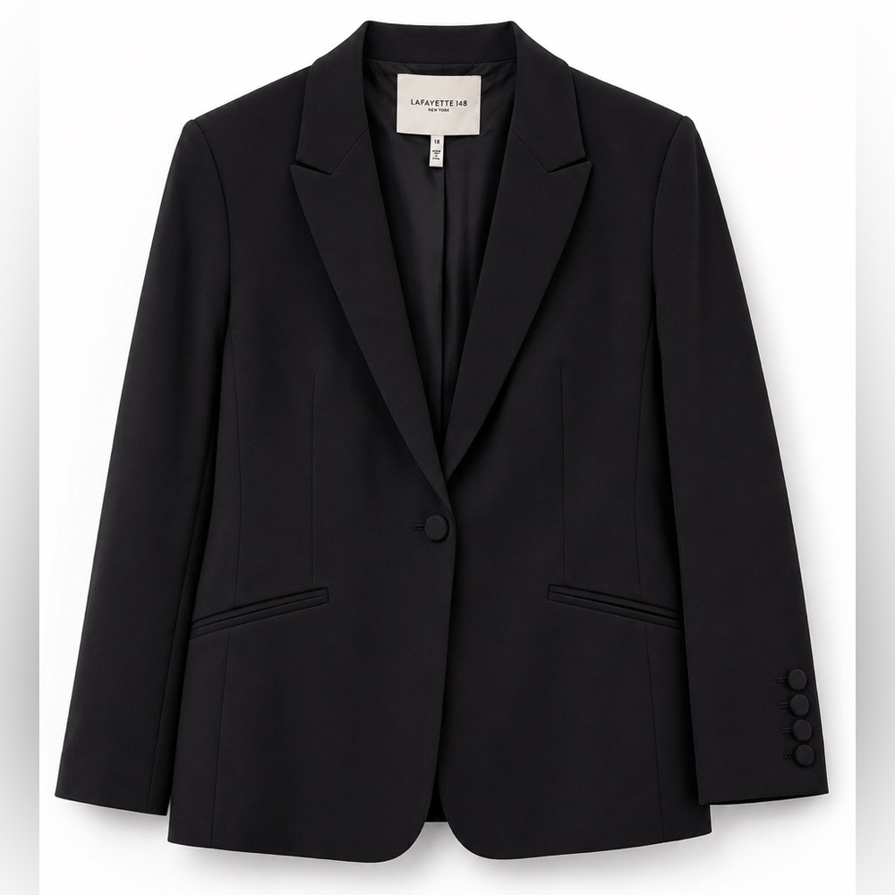 Lafayette 148 New York Black Single-Button Tailored Blazer-NWT